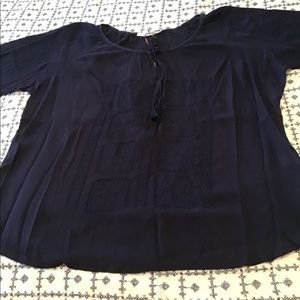 Navy embroidered peasant  blouse size 1x